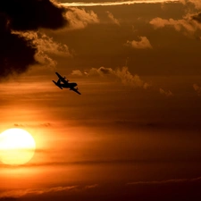 Great Sunsets, clouds, plane, Sky