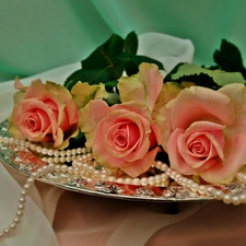 plate, roses, chaplet