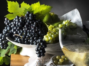 grape, Wine, glass, plateau