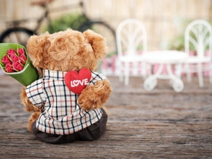 teddy bear, toy, rouge, Heart teddybear, bouquet, Plush