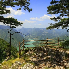 trees, River, point, landscape, viewes, Mountains