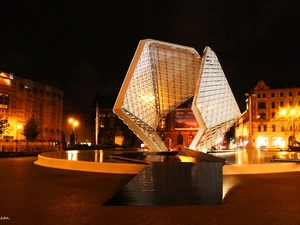 Poznań, Poland, freedom, Night, fountain