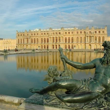 sculpture, Castle, Pond - car