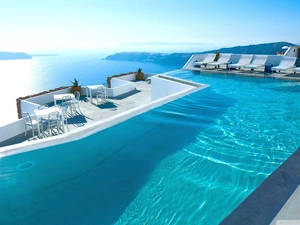 sea, santorini, Greece, Pool