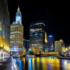 Chicago, night, port, Town