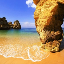 sea, Algarve, Portugal, rocks