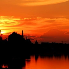 Poznań, Town, sun, Lake Malta, west