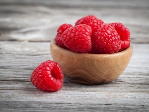 Wooden Bowl, Fruits, raspberries