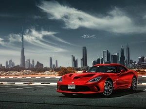 Red, Sport, Burj Khalifa, Automobile, Viper, Dubaj, Town, Dodge