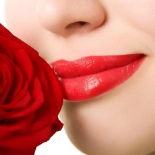 Red, lips, rose, Women, red hot