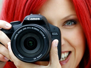 smiling, girl, Camera, redhead