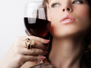 Women, glass, Wine, ring