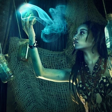 sorceress, Bottle, ritual, magic