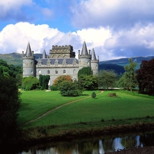 River, Castle, green