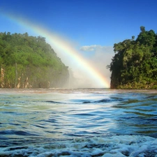 Great Rainbows, viewes, River, trees