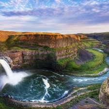 River, canyon, waterfall