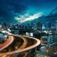 roads, Town, Night