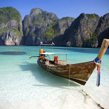 rocks, sea, Boat