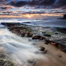 sea, Sky, rocks, clouds