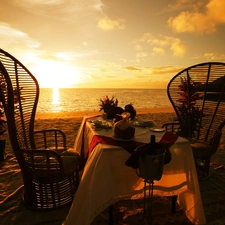 Romantic, dinner, sun, Beaches, west