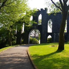 ruins, castle, trees, viewes, Park