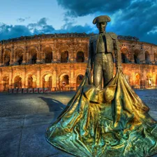 ruins, sculpture, Nimes, France, Gladiator Arena, bullfighter