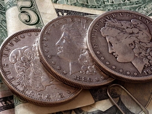 U.S. dollars, bills, coins