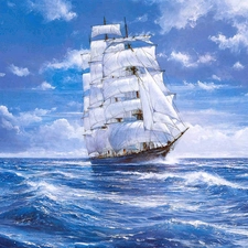 sailing vessel, sea