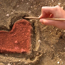 Sand, Red, Heart