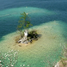 Islet, chapel, sapling, small