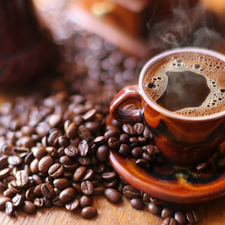 grains, cup, saucer, coffee