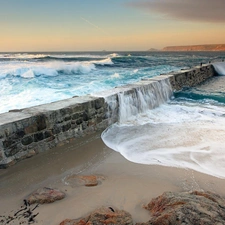 sea, breakwater, Beaches