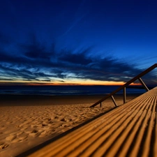 sea, Beaches, sun, clouds, west