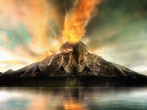 sea, volcano, explosion
