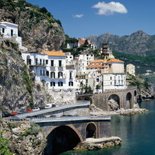 sea, Mountains, Atrani, Amalfi, Italy