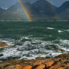 Great Rainbows, Mountains, sea