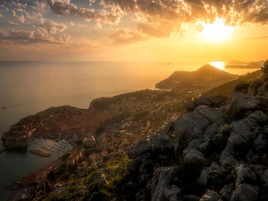 Mountains, Great Sunsets, Dubrovnik, Coartia, Town, Adriatic Sea