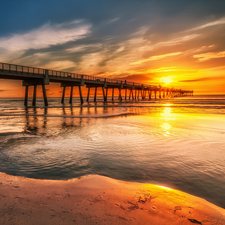 Great Sunsets, pier, sea