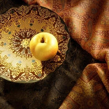 Apple, plate, shawl, decorated