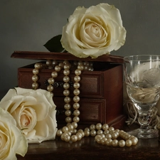 roses, casket, shawl, Pearl