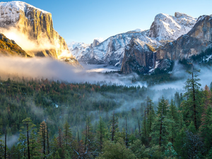 Yosemite National Park, The United States, Fog, clouds, Sierra Nevada Mountains, State of California