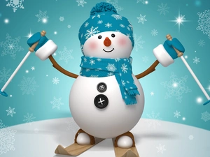 skis, winter, Snowman