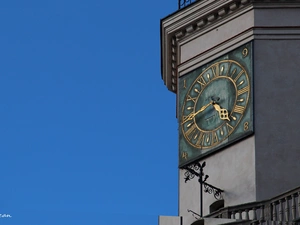 blue, Sky, Golden, Tips, Clock
