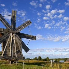 Sky, Windmill, Houses