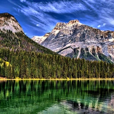 Sky, Mountains, lake