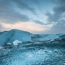 Mountains, sea, Sky, ice