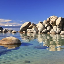 sea, blue, Sky, Stones