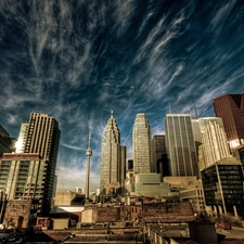 panorama, Toronto, skyscraper, town