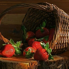 snag, strawberries, basket