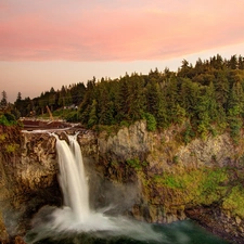 Snoqualmie, Washington, forest, house, waterfall